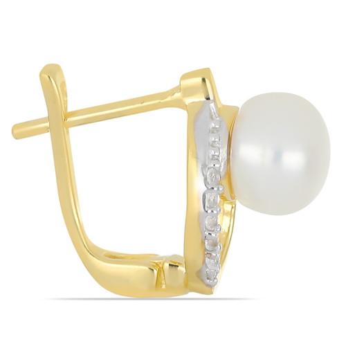 BUY 925 SILVER GOLD PLATED FRESHWATER PEARL GEMSTONE EARRINGS